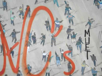 paris crowd graffitti