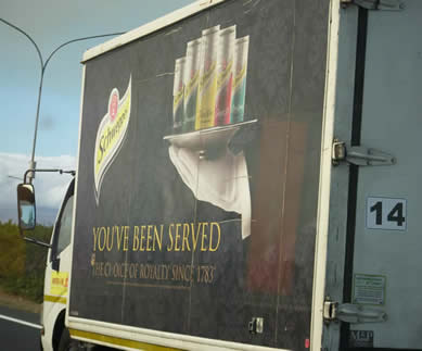 strange ad on truck