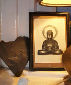 buddha and heart stone